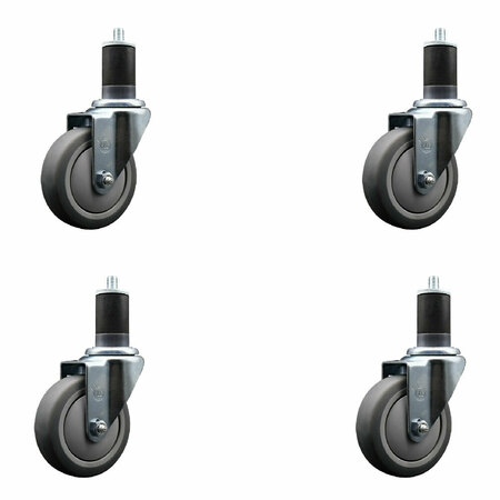 SERVICE CASTER 4'' SS Thermoplastic Rubber Wheel Swivel 1-5/8'' Expanding Stem Caster Set, 4PK SCC-SSEX20S414-TPRB-158-4